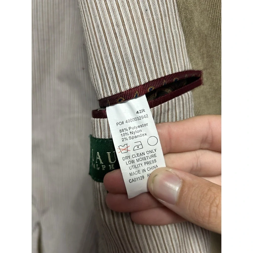 Lauren Ralph‎ Lauren Corduroy Blazer Men's 42R Brown 2 Button Nylon Stretch
